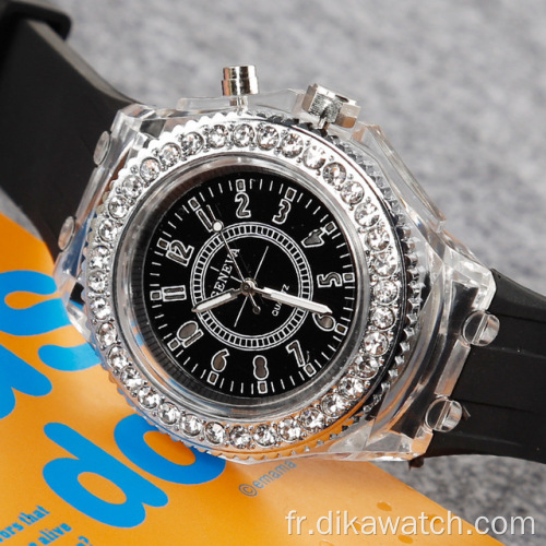 Genève 2019 AliExpress Genève montre dame hommes haut bracelet en Silicone diamant montre cadran Design Sport hommes montres Reloj Mujer